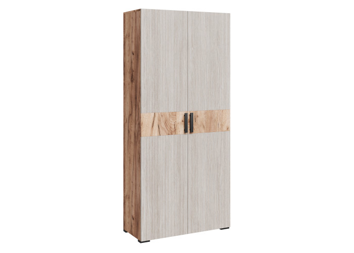 ПБ - 02 Шкаф 2-дверный с вешалкой и полками "Берта" рифленый белый