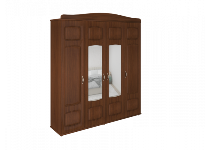 Шкаф Кристина 4-дверный с зеркалом орех Шкаф Кристина 4-дверный с зеркалом орех