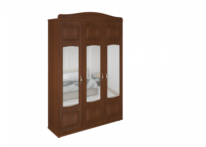 Шкаф Кристина 3-дверный с зеркалом орех